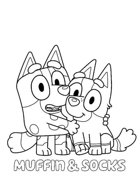 Kids N Coloring Page Bluey Muffin And Socks