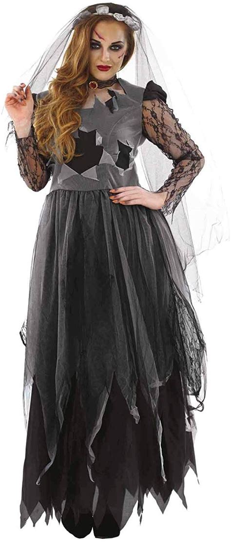 Womens Corpse Bride Costume Adults Black Zombie Wedding