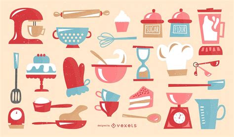 Baking Illustrations Retro Collection Vector Download