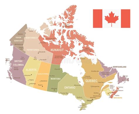 Canada Vintage Map And Flag Illustration Stock Illustration