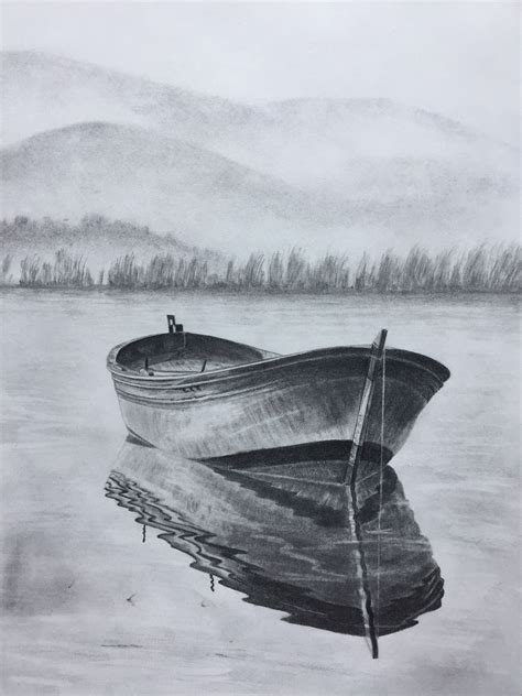 100 Row Boat Sketch Original Art Graphite Pencil Drawing By Elena