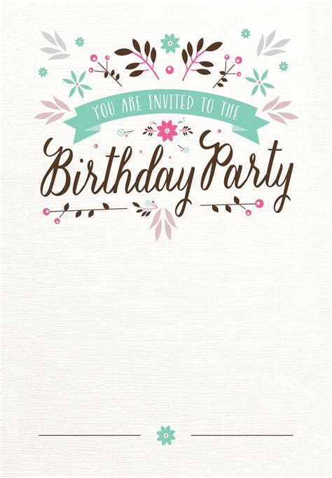 Flat Floral Free Printable Birthday Invitation Temp Birthday Party