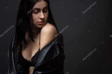 Beautiful Brunnette Model Woman Posing In Studio Stock Photo Image