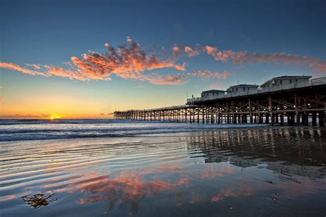 Sunset At Crystal Pier In Pacific Beach San Diego California Stock