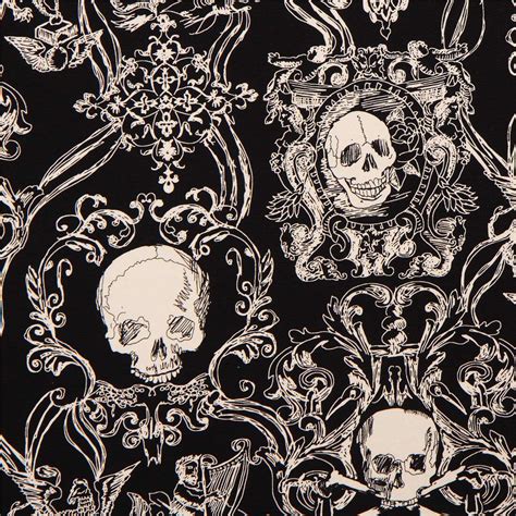 Skull Heavy Oxford Fabric Black Skullduggery Alexander Henry Modes4u