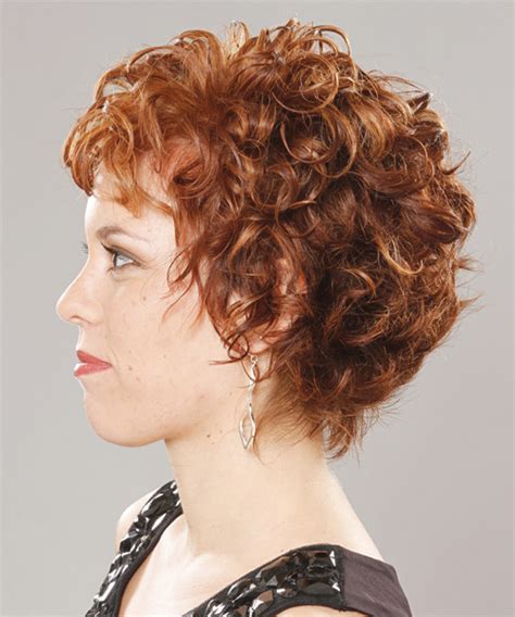 Short Curly Ginger Hairstyle With Layered Bangs