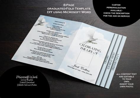 Clouds And Doves Funeral Program Template Funeral Design Studio