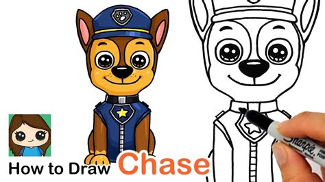 How To Draw Chase Easy Paw Patrol Youtube
