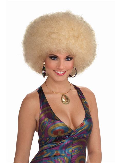 Adult Blonde Curly Party Wig Deluxe Perruques Afro Perruque Disco Afro Blonde