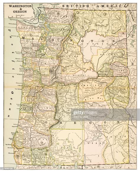 Map Of Washington And Oregon 1883 High Res Vector Graphic Getty Images
