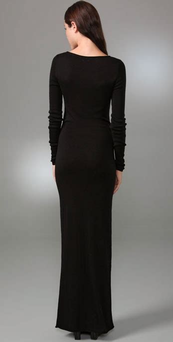 Lyst T By Alexander Wang Fitted Long Sleeve Maxi Dress In Black