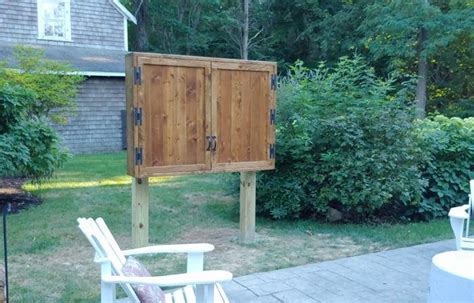 Outdoor Tv Cabinet With Double Doors Able Building Plan Diy Backyard