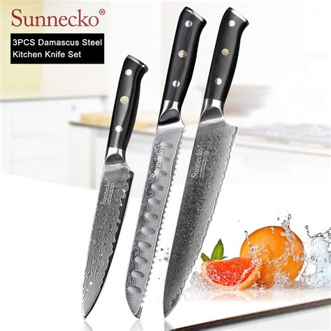 Sunnecko Damascus Chef Utility Bread Knife Japanese Vg10 Steel G10