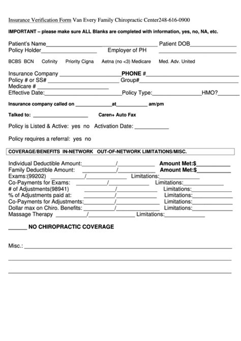 A health insurance card is used to give your healthcare providers, like doctors and clinics, the details to bill your medical expenses to. Insurance Verification Form printable pdf download