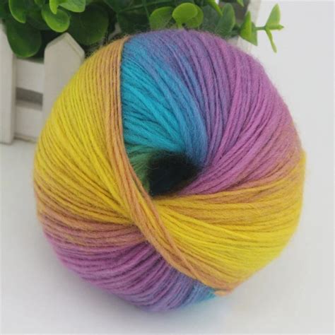 50g1ball Colorful Rainbow Wool Yarn Hand Knitting Woven Dyed Icelandic