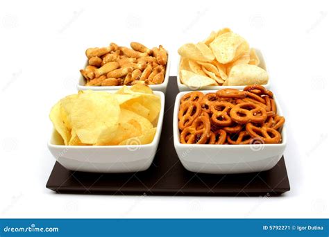 Salty Snacks Stock Image Image Of Eating Tray Pretzel 5792271
