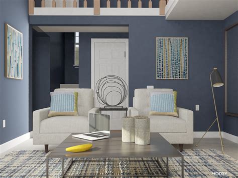 Minimalist Living Room In Blues Minimalist Style Living Room Design Ideas