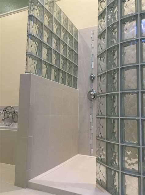 Glass Block Curved Shower On A Solid Surface Shower Pan Innovate