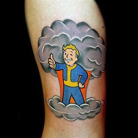 This tattoo, placed on the inside forearm, perfectly demonstrates the importance of the child in the wearer's life. 60 Vault Boy Tattoo Designs For Men - Fallout Ink Ideas