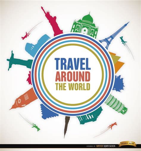 Travel World Landmarks Promo Vector Download