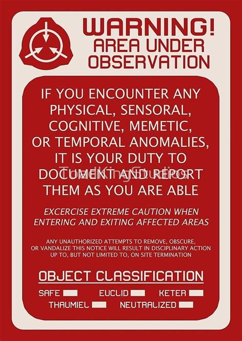 Scp Foundation Red Warning Signage Red Background Poster By