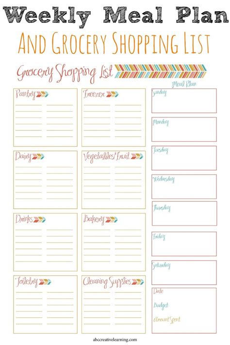 Printable Meal Planner With Grocery List