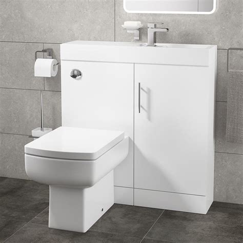 Cube Plus Compact 800mm Wide Combined Basin And Toilet Unit White Gloss Tap Warehouse Toilet