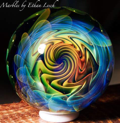 Silver And Gold Fumed Marble Signed By ~ethan Lesch~ Borosilicate Boro Art Mib Glass Marble