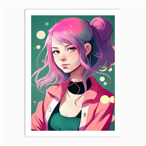 Anime Girl Pink Hair Art Print By Fusion Designs Fy