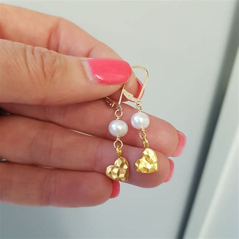 Freshwater Pearl Drop Earrings With Sterling Silver K Gold Or Rose