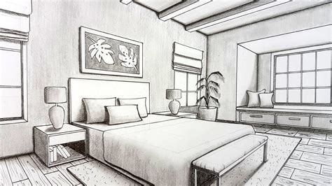 Drawing A Bedroom In Two Point Perspective Timelapse Practice