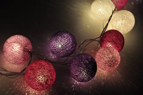 Purple Tones Cotton Ball String Lights For Patioweddingparty Etsy