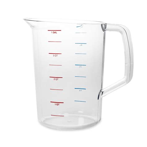 1 standard gallon is the volume of 10lb of water, hence its division 160 fl oz. 4-Quart (1 Gallon) Measuring Pitcher