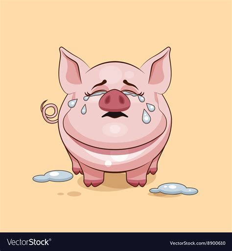 Isolated Emoji Character Cartoon Pig Crying Lot Vector Image