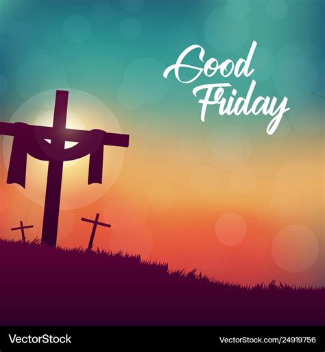 Good Friday For Christian Religious With Cross Vector Image