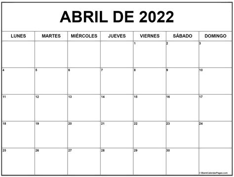 Calendario Mes De Abril 2022 Para Imprimir Zona De Información