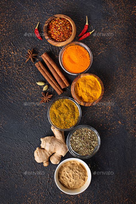 Traditional Indian Spices On Rusty Background Stock Photo By Furmanphoto