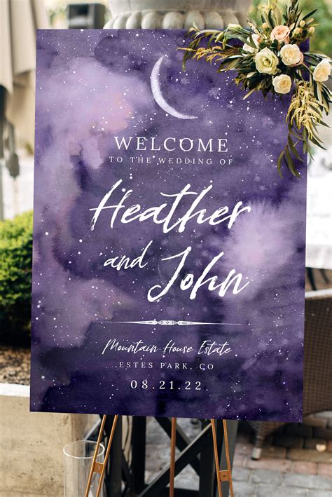 Violet Galaxy Welcome Sign Editable Template Weddings Etsy Canada