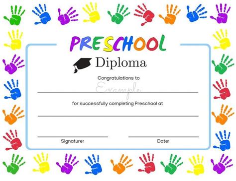 Preschool Graduation Diploma Instant Download Etsy España
