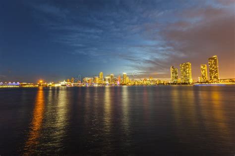 Miami City Skyline Panorama At Dusk Stock Photo Image Of Downtown