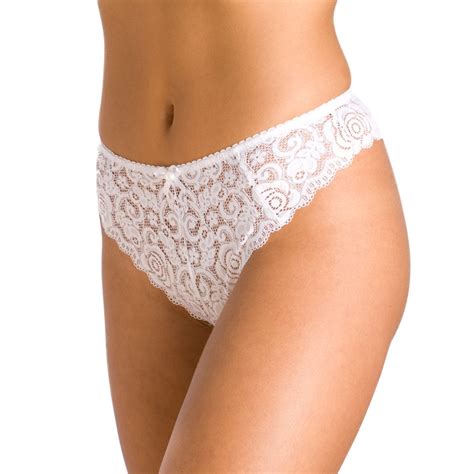 New Ladies Camille Lace White Plain Womens Knickers Lingerie Briefs