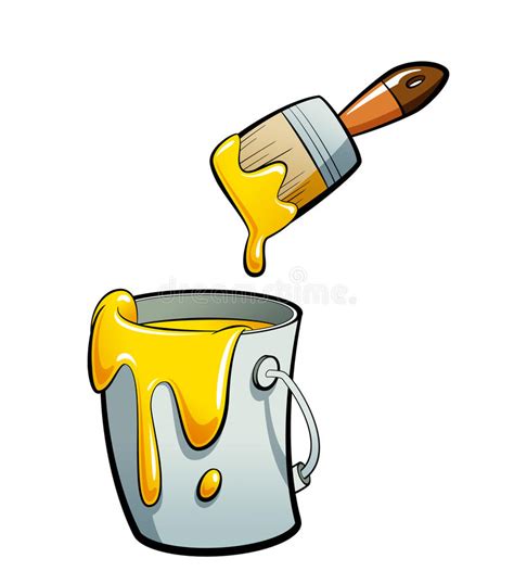 Cartoon Yellow Color Paint In A Paint Bucket Painting With