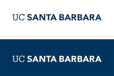 The Uc Santa Barbara Logo Is Shown In Blue And White As Well As An Image Of