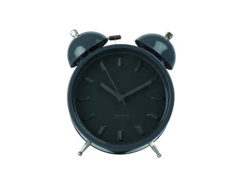 Present Time Karlsson Medium Twin Bell Alarm Clock Nude Station Grey