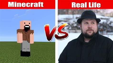 Notch Vs Notch Minecraft Vs Real Life Minecraft Pe Youtube