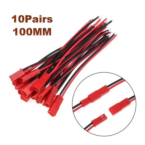10 Pairs 100mm 10cm 150mm 15cm Male Female Connector Jst Plug Cable