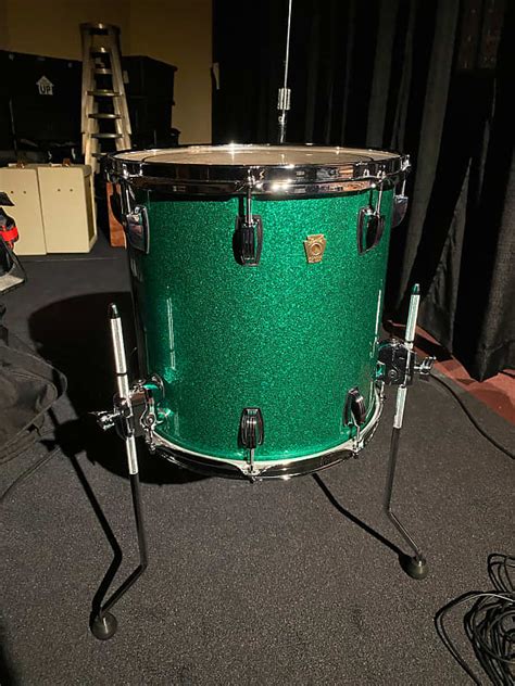 Ludwig Classic Maple 14x14 Floor Tom Green Sparkle Reverb