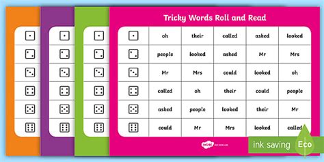 Roll And Read Tricky Words Mats Twinkl Learning Resources