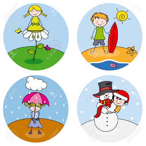 Four Seasons Cartoon Clip Art Library