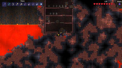 Terraria Hellstone Armor Obsidian Mining And Bone Serpents Youtube